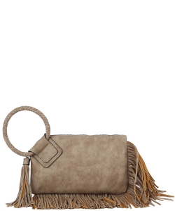 Fringe Cuff Clutch Tassel Wristlet Clutch JY-0378 STONE